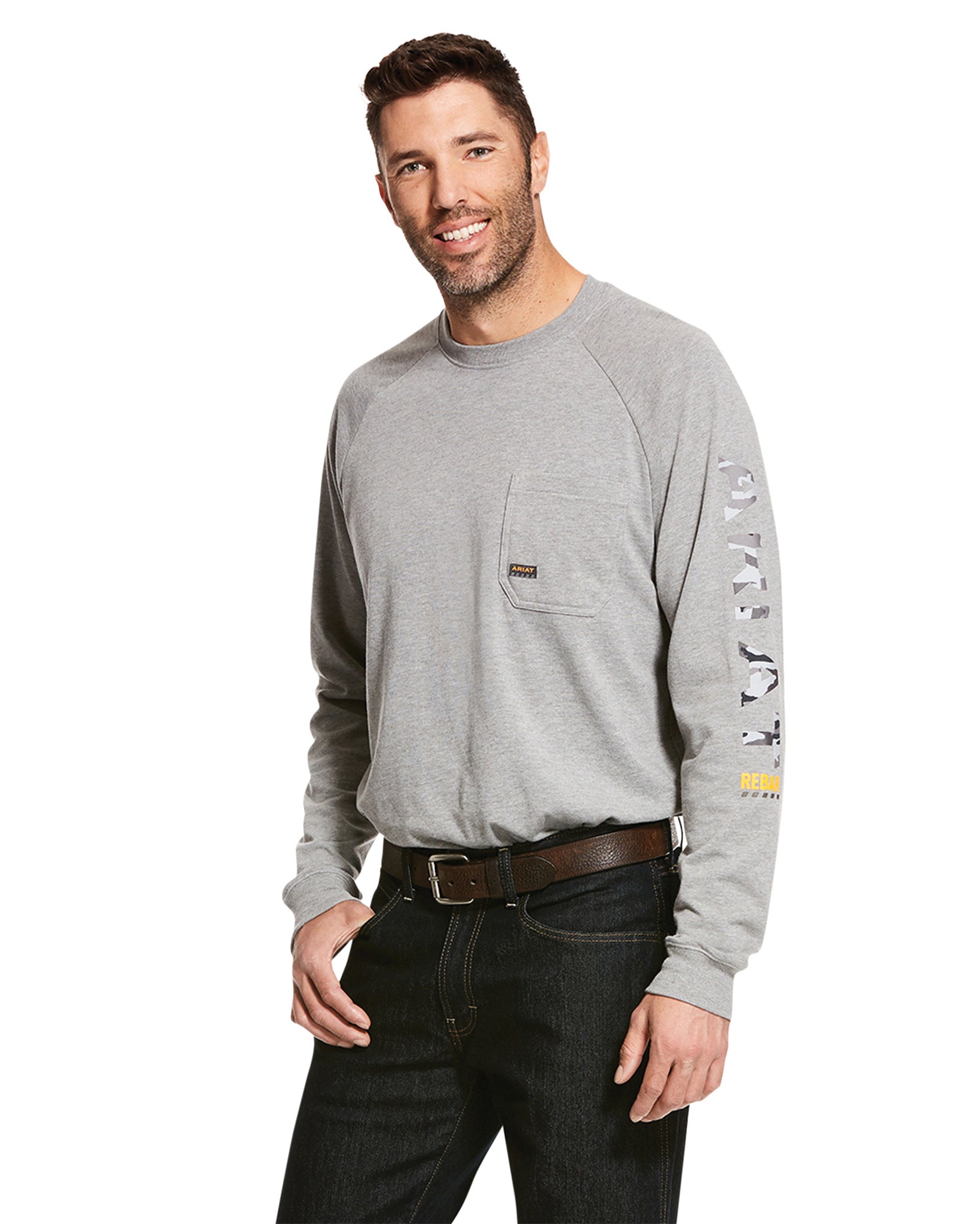 Men's Rebar Cotton Strong Graphic T-Shirt - 10027901 by Ariat from Skip’s Western Outfitters | ARI-10027901-XS-GREY