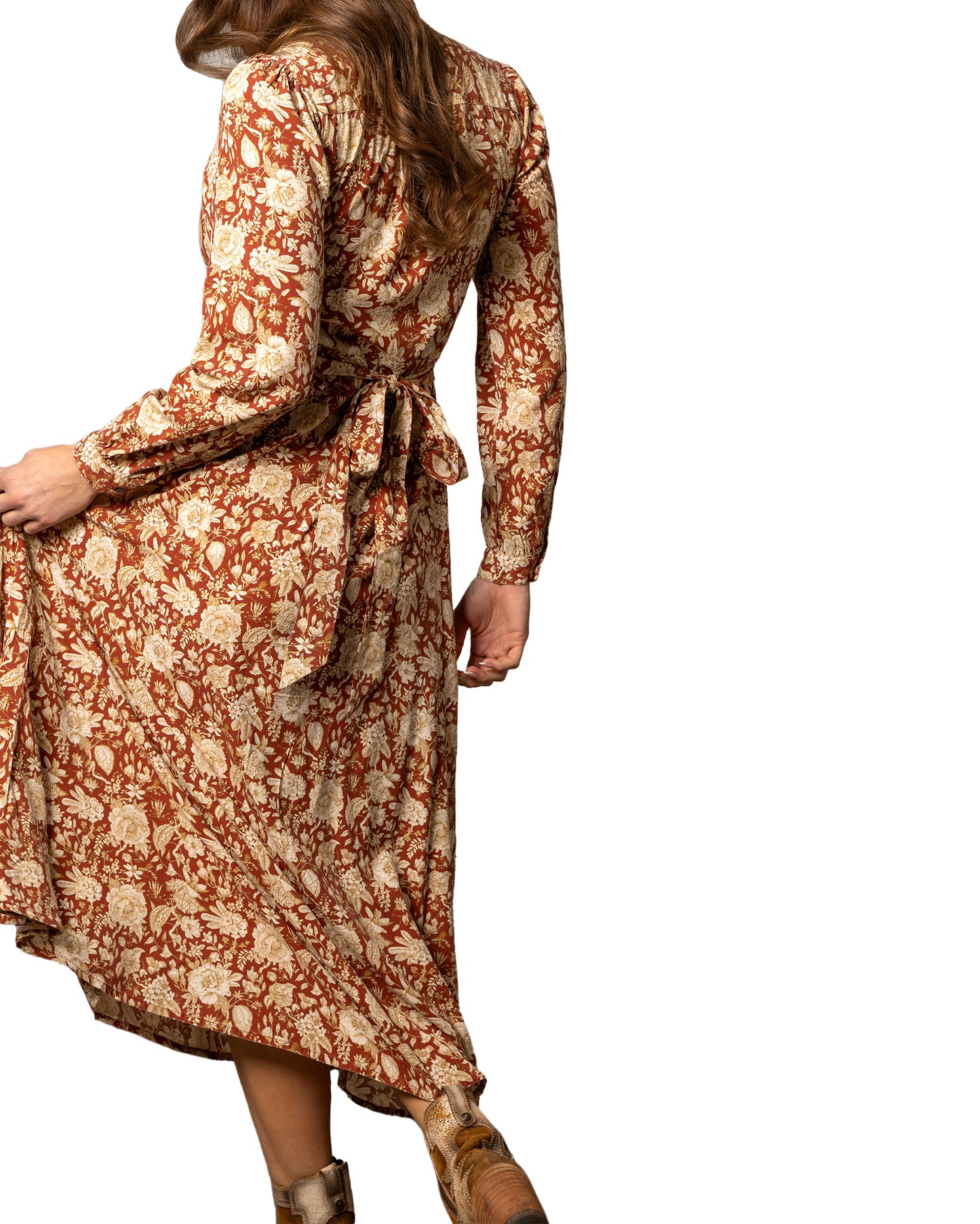 Women's Georgia Dress - Wsk0000014-Burnt-Red