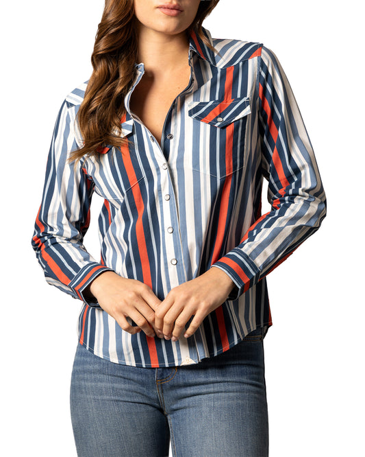 Women's Kai Shirt - Wto0000087-Bl001 by Kimes Ranch from Skip’s Western Outfitters | KMR-WTO0000087-BL001-XS-BLUE