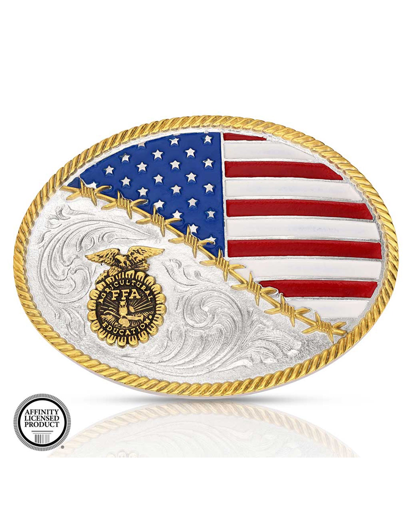 FFA Patriotic Traditions Belt Buckle by Montana Silversmiths from Skip’s Western Outfitters | MON-A1048FFA-O/S