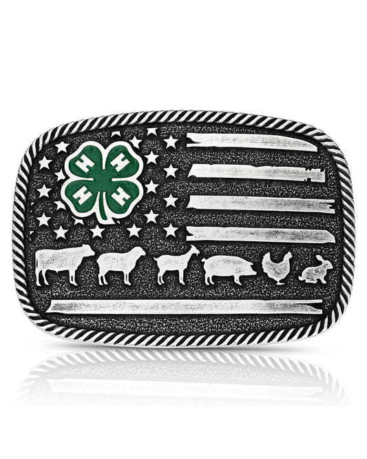 4-H Livestock Belt Buckle by Montana Silversmiths from Skip’s Western Outfitters | MON-A1049S-O/S
