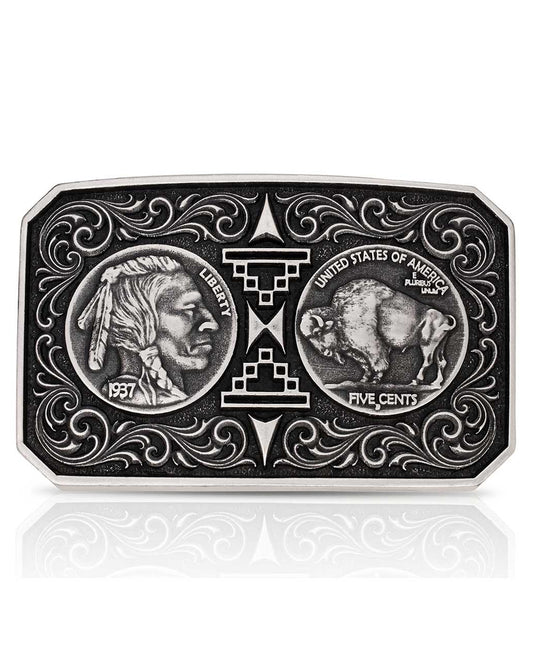Westward Way Belt Buckle by Montana Silversmiths from Skip’s Western Outfitters | MON-A1055S-O/S