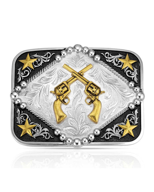 Six Shooter Buckle - A1078P by Montana Silversmiths from Skip’s Western Outfitters | MON-A1078P
