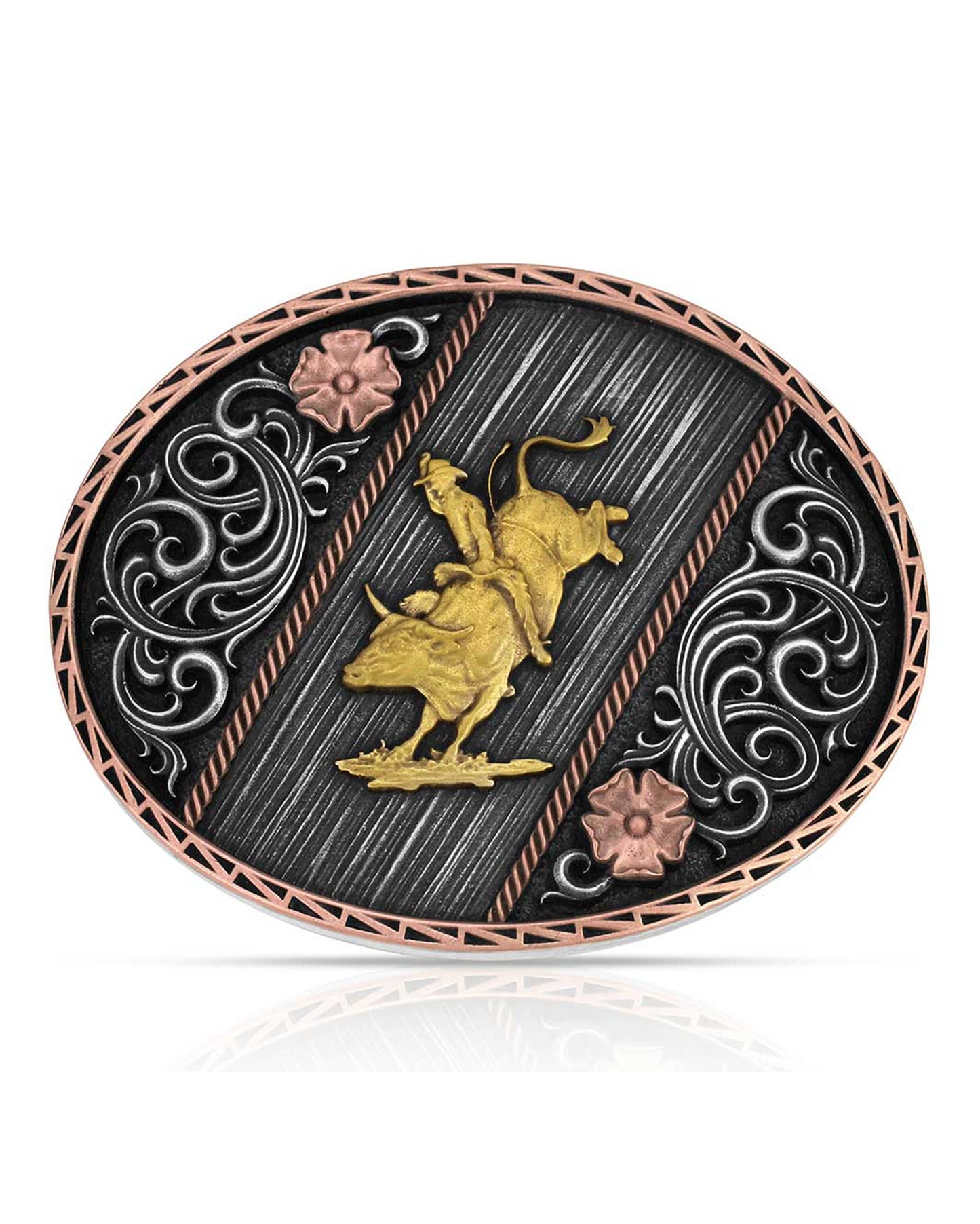 Tri Color Rodeo Buckle - A1086P by Montana Silversmiths from Skip’s Western Outfitters | MON-A1086P