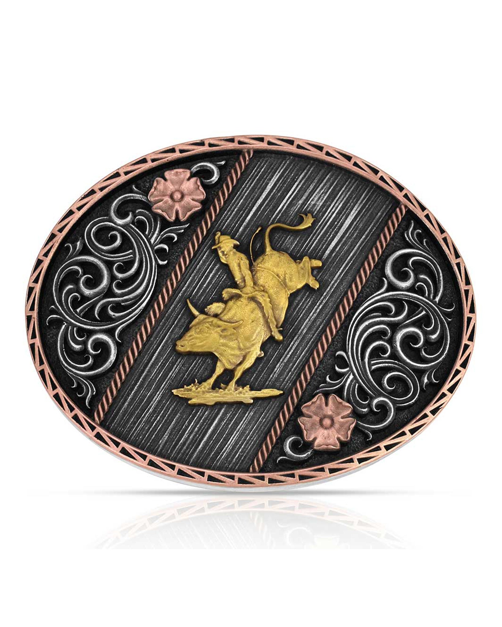 Tri Color Rodeo Buckle - A1086P by Montana Silversmiths from Skip’s Western Outfitters | MON-A1086P