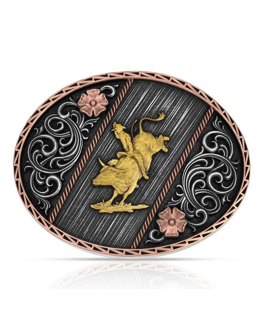 Tri Color Rodeo Buckle - A1086P by Montana Silversmiths from Skip’s Western Outfitters | MON-A1086P