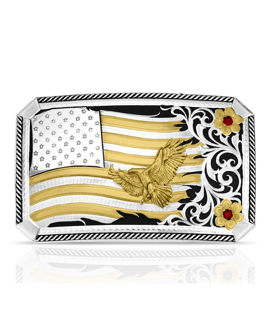 Noble Pride American Made Buckle With Eagle - Am57910-1007M by Montana Silversmiths from Skip’s Western Outfitters | MON-AM57910-1007M