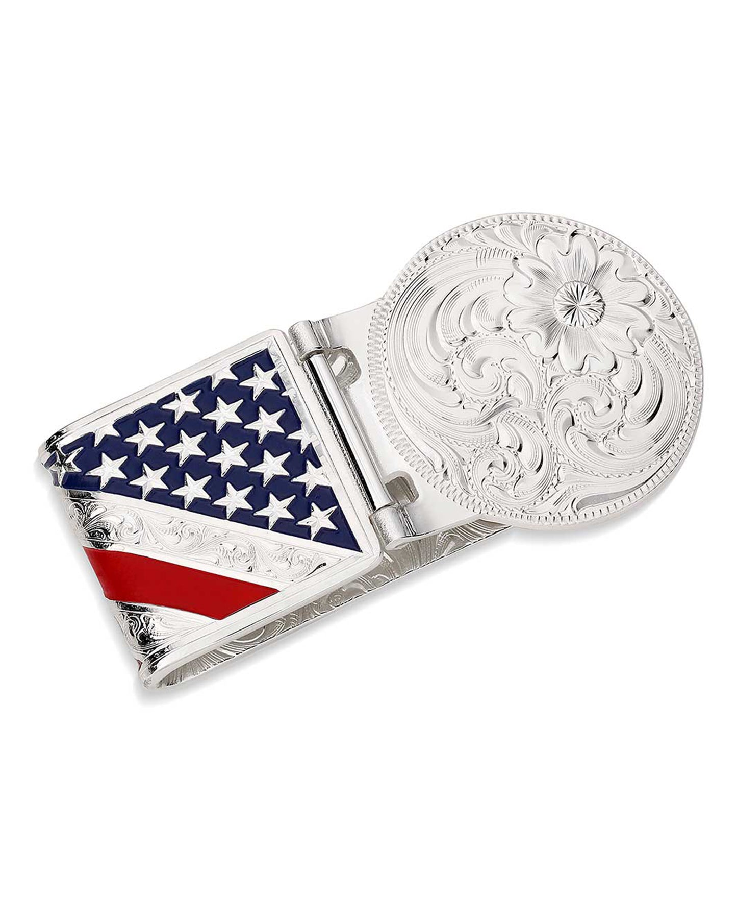 American Made Liberty Hinged Money Clip by Montana Silversmiths from Skip’s Western Outfitters | MON-AMMCL5973NF-O/S