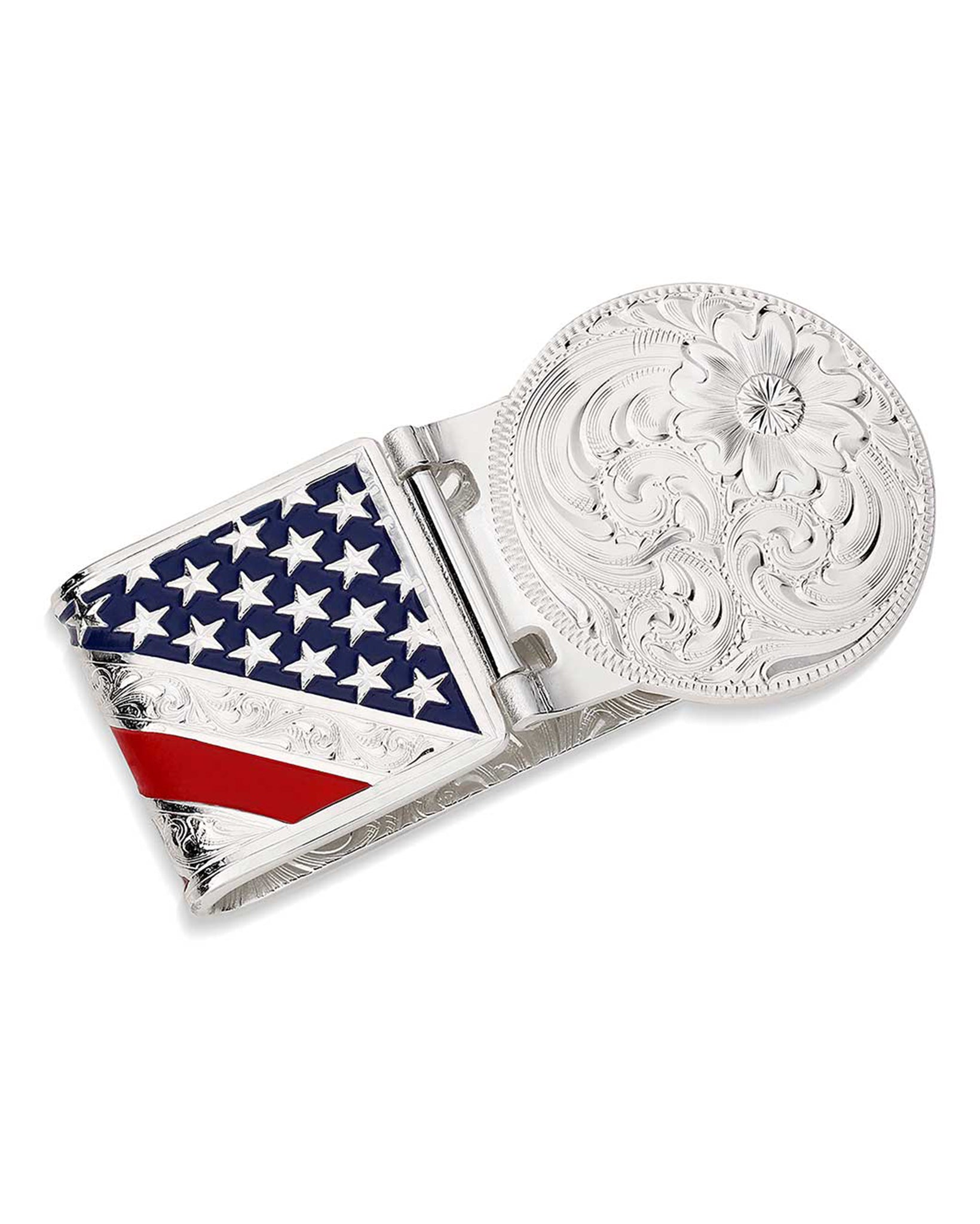 American Made Liberty Hinged Money Clip by Montana Silversmiths from Skip’s Western Outfitters | MON-AMMCL5973NF-O/S