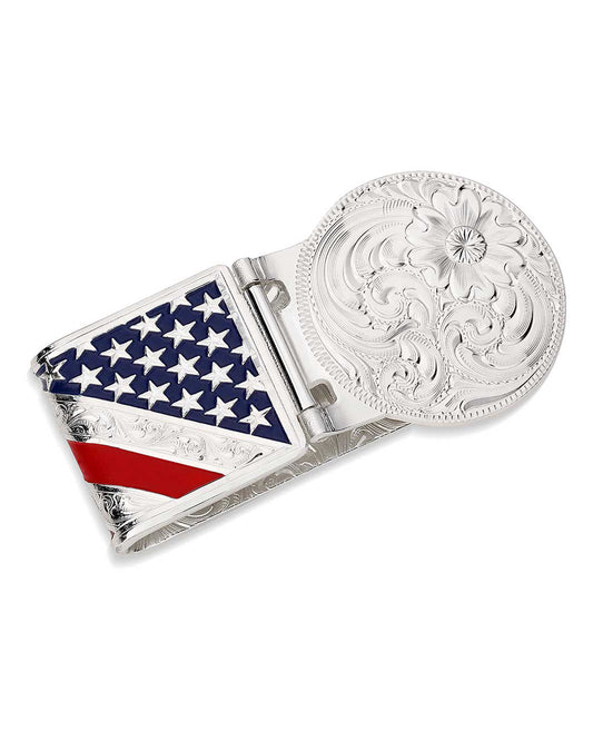 American Made Liberty Hinged Money Clip by Montana Silversmiths from Skip’s Western Outfitters | MON-AMMCL5973NF-O/S