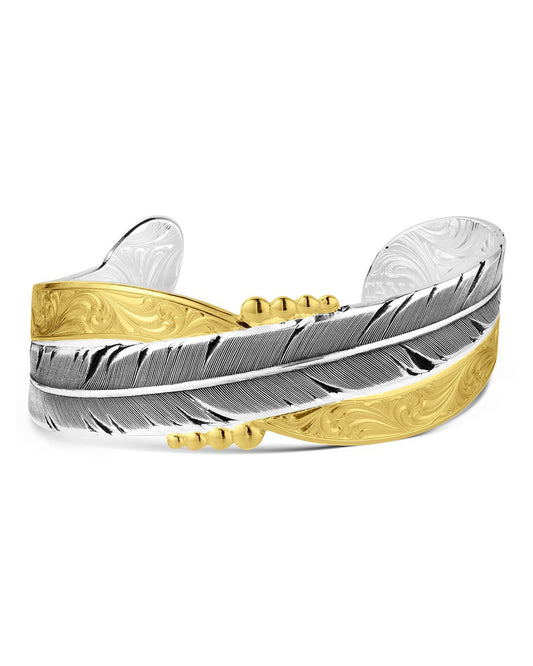 Golden Feather Cuff Bracelet - Bc6406