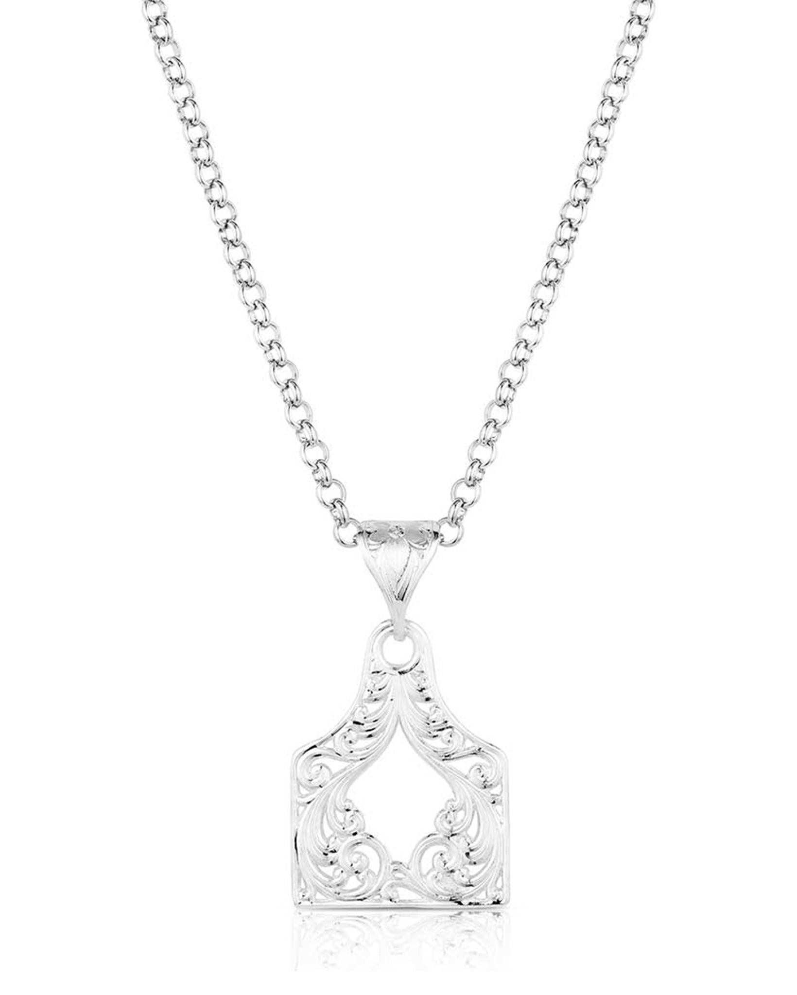 Out West Cow Tag Necklace by Montana Silversmiths from Skip’s Western Outfitters | MON-NC6135-O/S