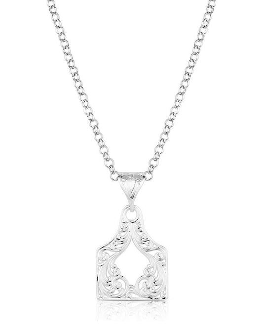 Out West Cow Tag Necklace by Montana Silversmiths from Skip’s Western Outfitters | MON-NC6135-O/S