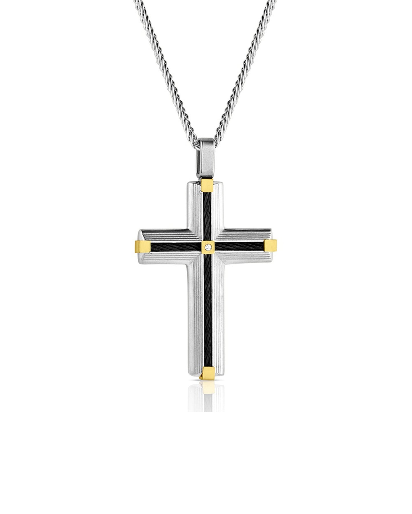 Golden Points Cross Necklace - Nc6436