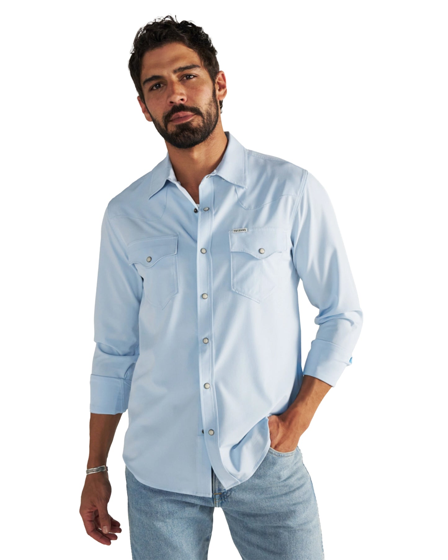 Men's Performance Western Pearl Snap Ls Sky - 40363-Sky