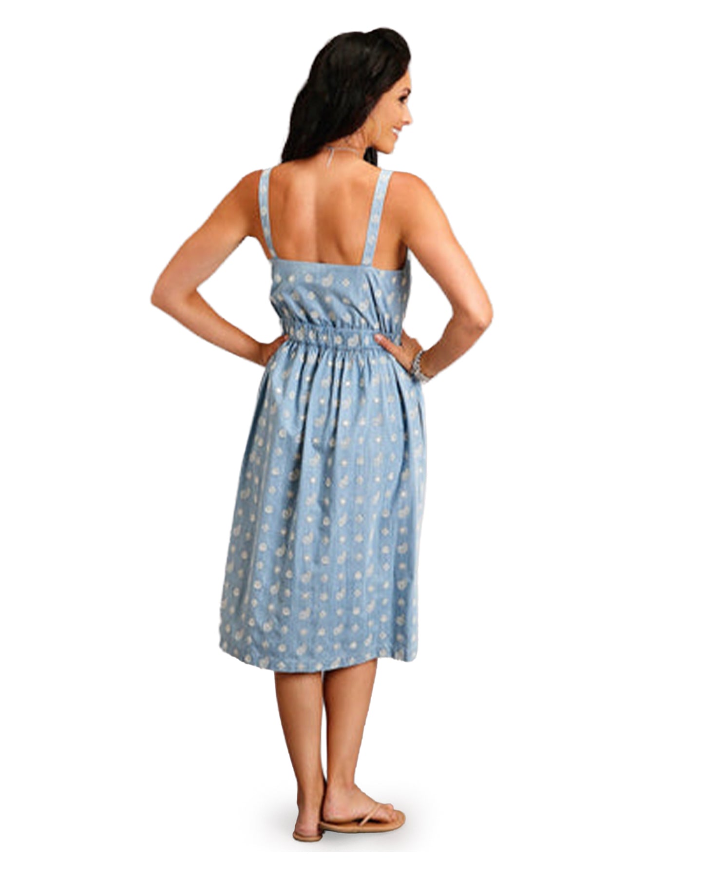 Women's "Lyocell Schiffli" Button Front Tank Dress - 11-057-0565-0554 Bu