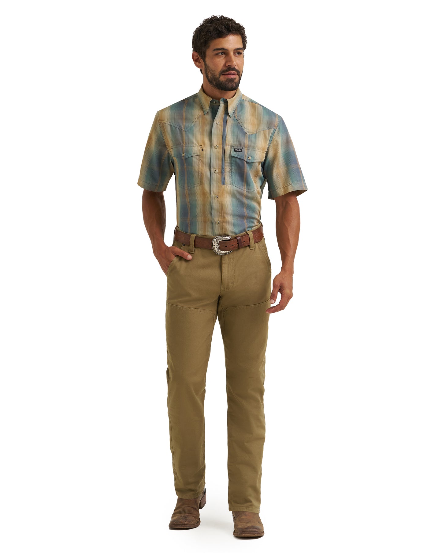 Men's Atg X Wrangler Western Performance Short Sleeve Relaxed Fit Snap Shirt - 112382381