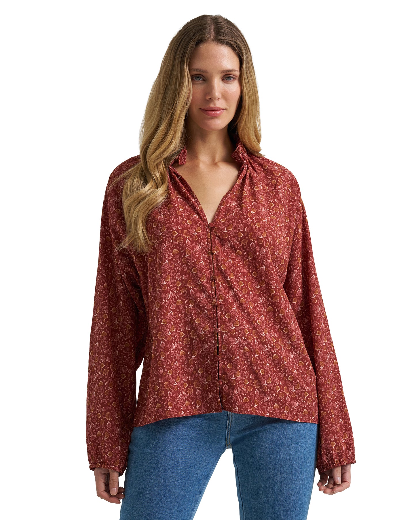 Women's Wrangler Retro Americana Ruffle Blouse - 112382526