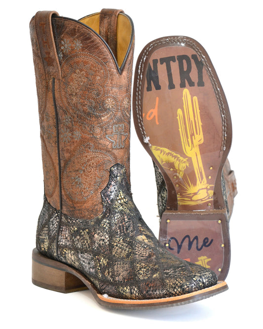 Women's Paisley Python Western Boots - 14-021-0007-1503 Mu by Tin Haul from Skip’s Western Outfitters | KAR-14-021-0007-1503 MU-100-B