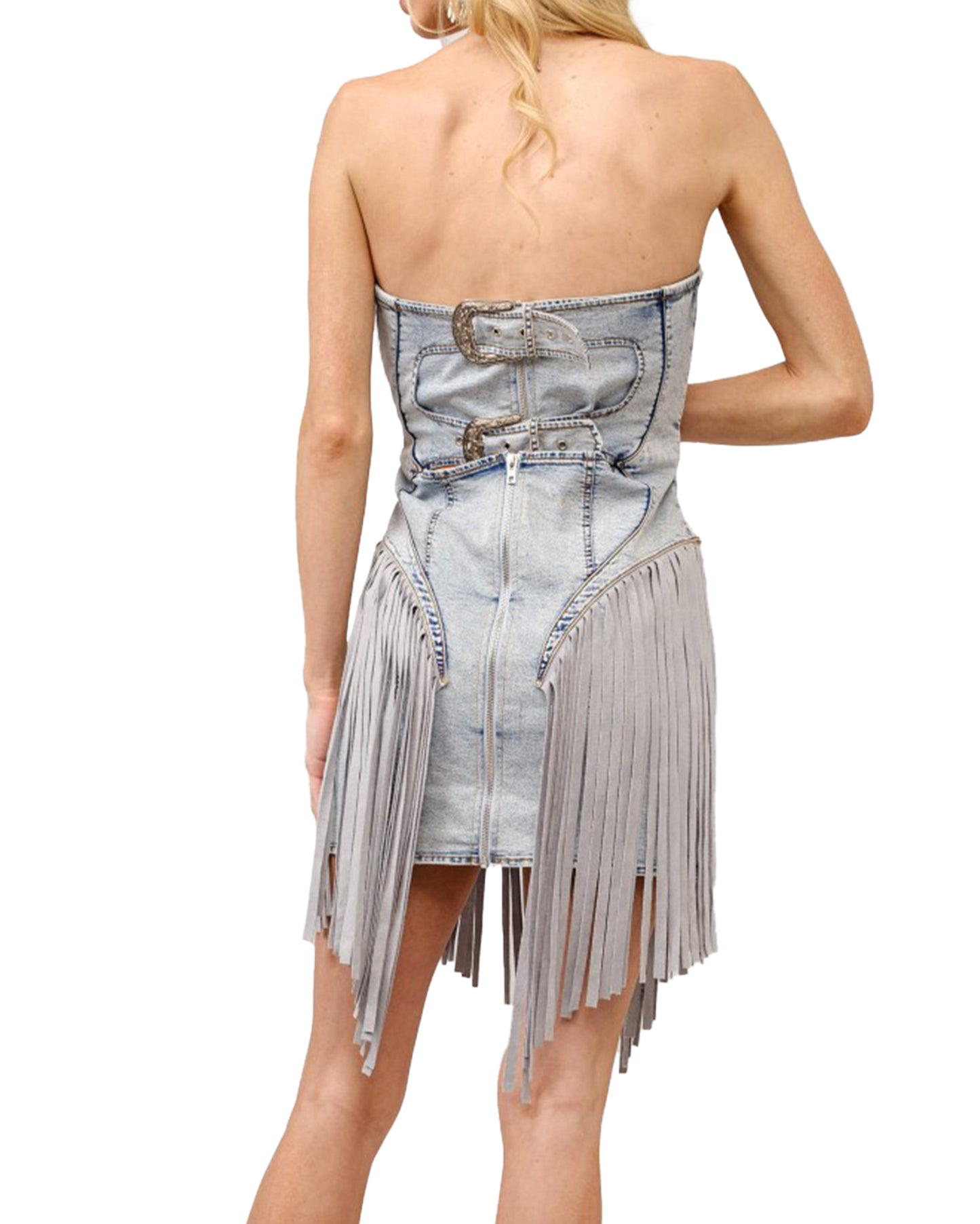 Women's Western Fringe Buckle Denim Dress