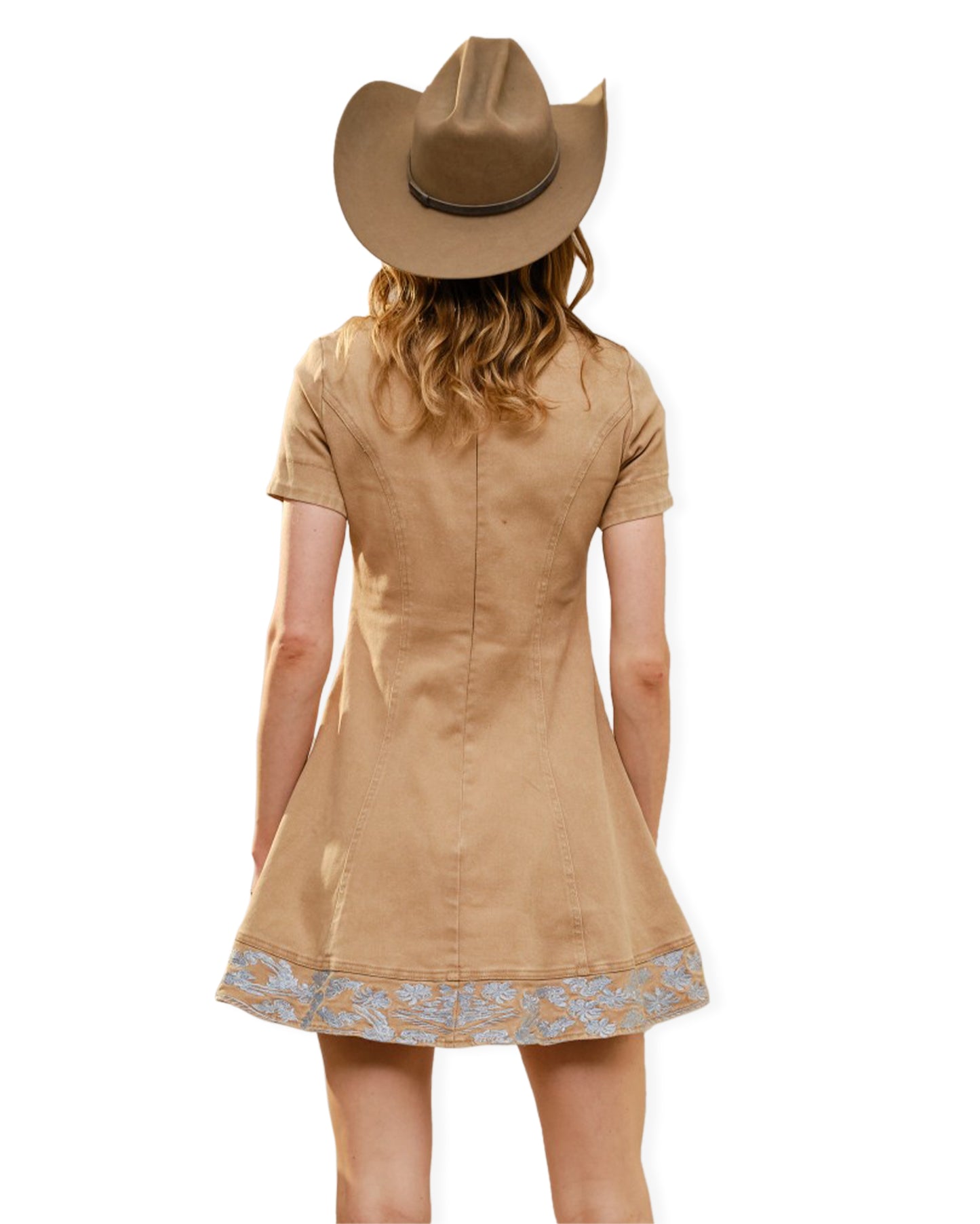 Women's Embroidered Lace Up Denim Mini Dress