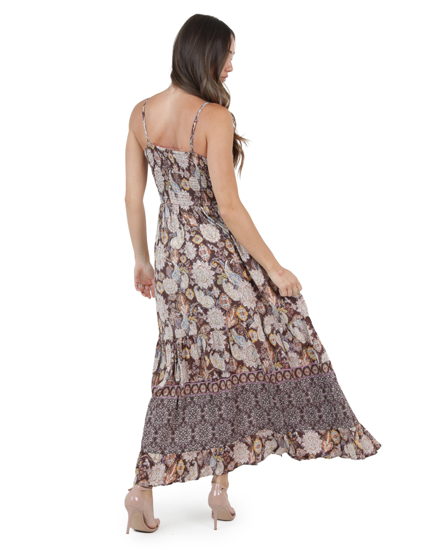 Women's Twist Front Cut Out Maxi Dress - F4F50-A990-Chocolate