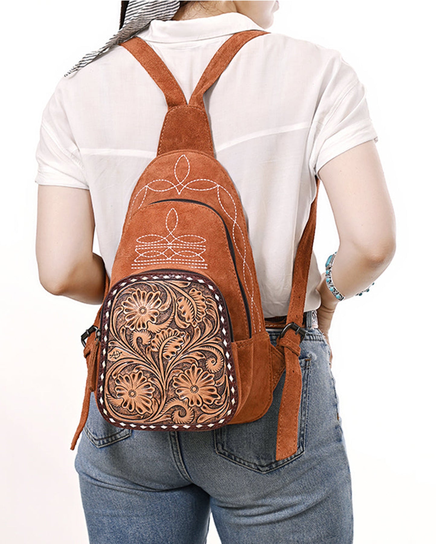 Sling Genuine Western Suede Leather Bag
