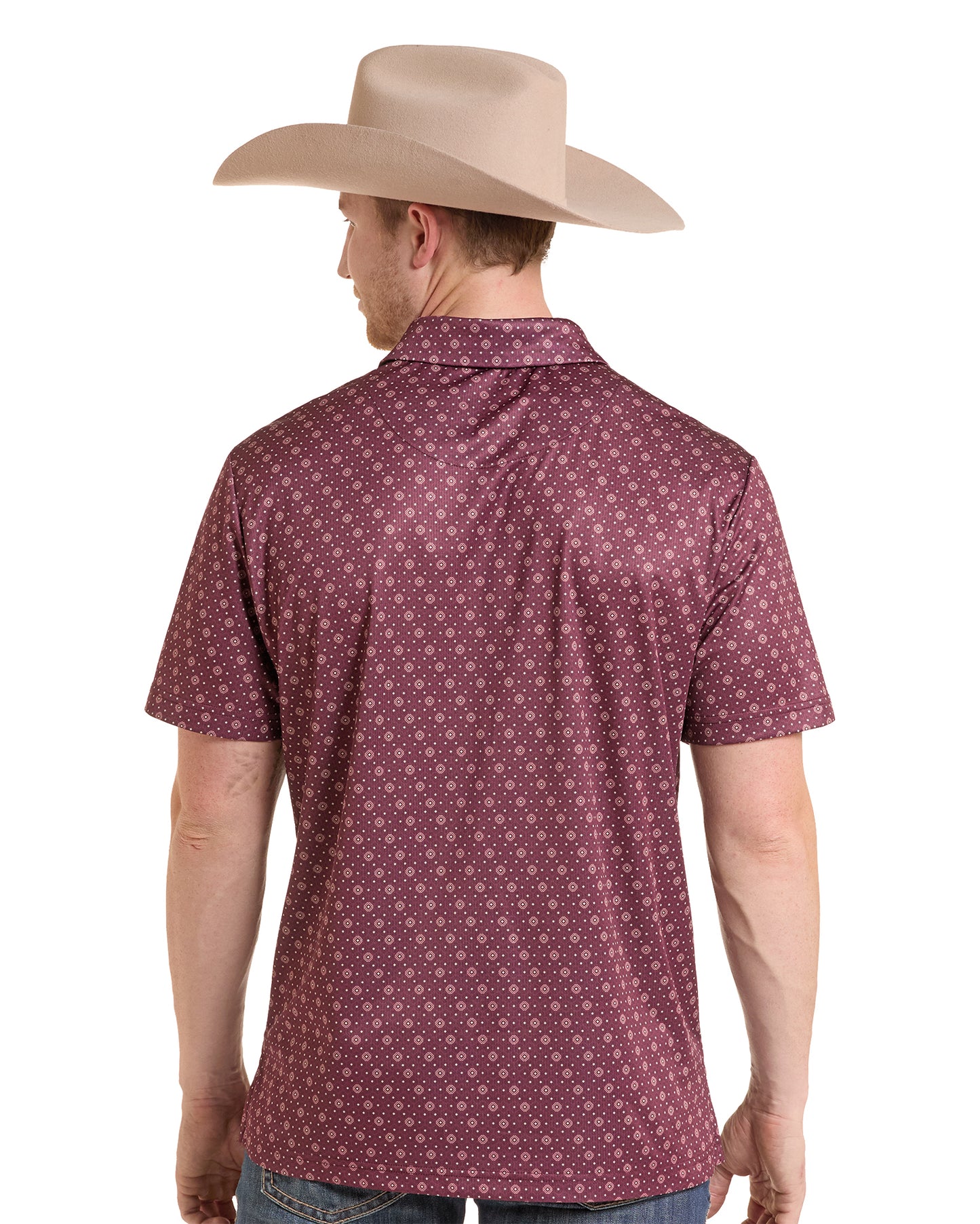 Men's Geo Allover Printed Polo Western Shirt - Bm51T10298-60