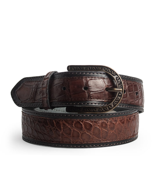Mn Black Cherry Niloticus Stiching Ranch Belt - Cb501