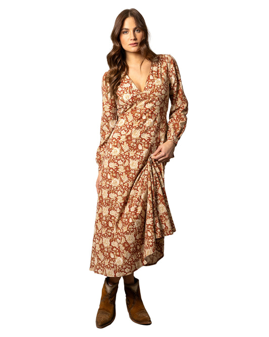 Women's Georgia Dress - Wsk0000014-Burnt-Red by Kimes Ranch from Skip’s Western Outfitters | KMR-WSK0000014-BURNT-RED-S-BURNT-RED