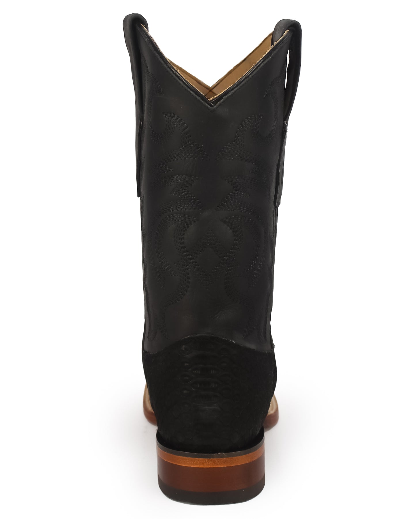 Men's Sueded Exotic Wide Square Toe Western Boots