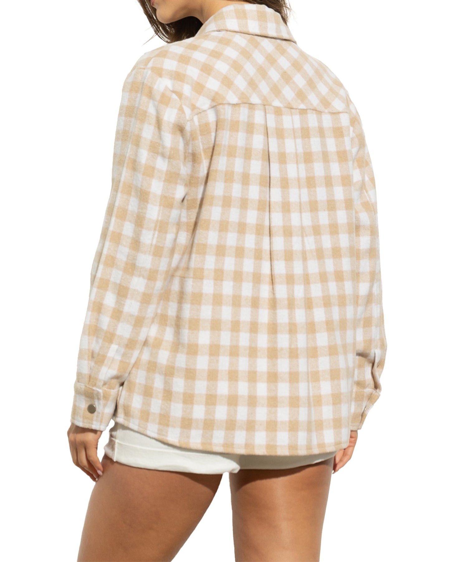 Women's Gingham Yarn Dyed Pocket Front Shirt Jacket
