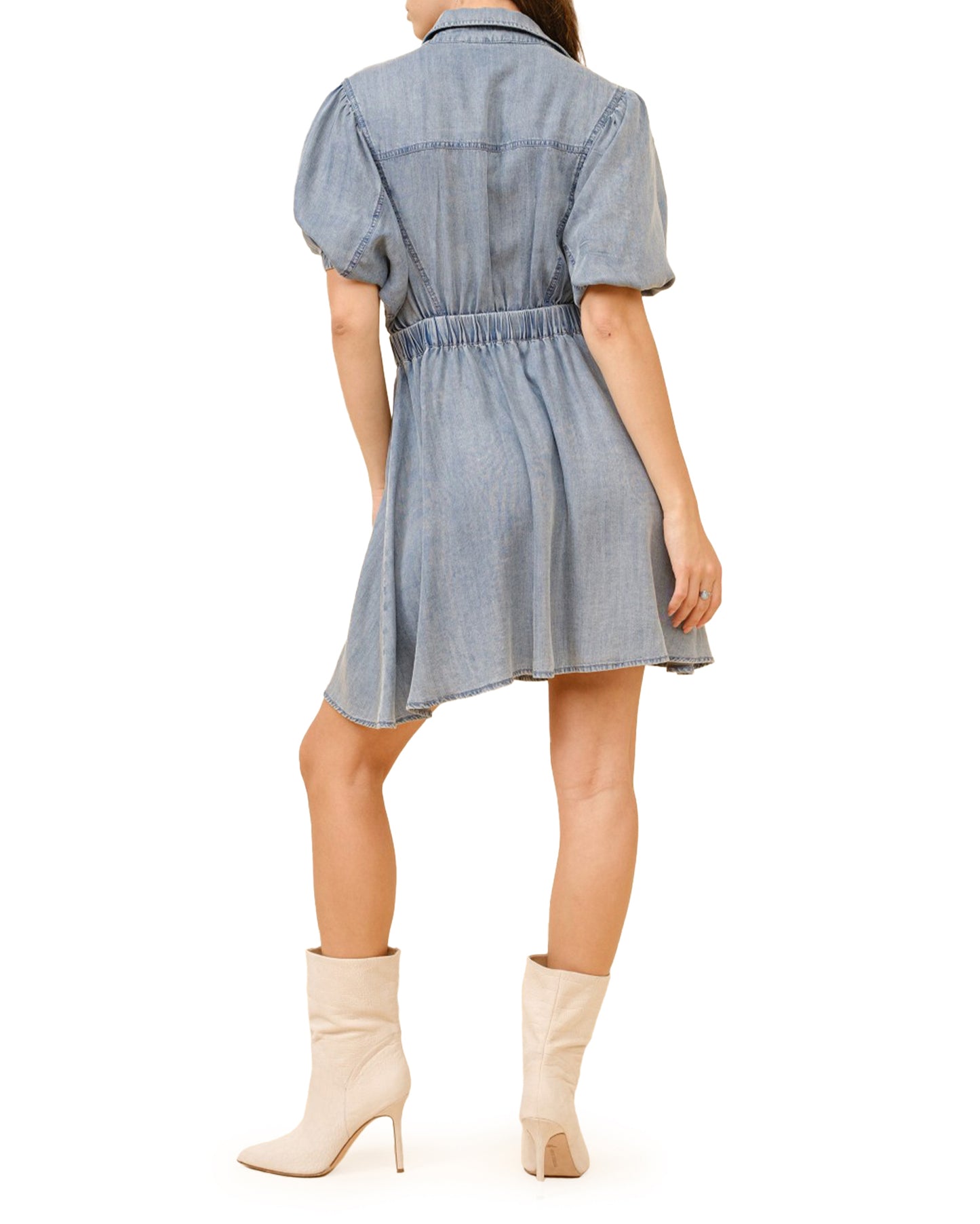 Women's Soft Tencel Snap Up Puff Denim Dress