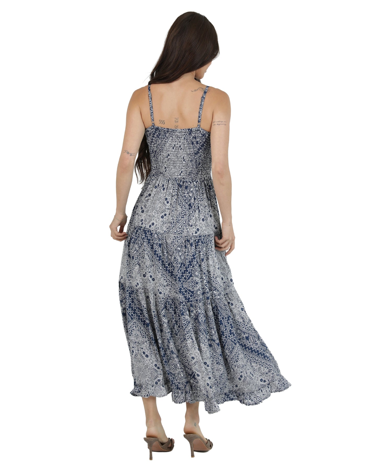 Women's Printed Maxi Dress - C4C84-Aa10-Navy