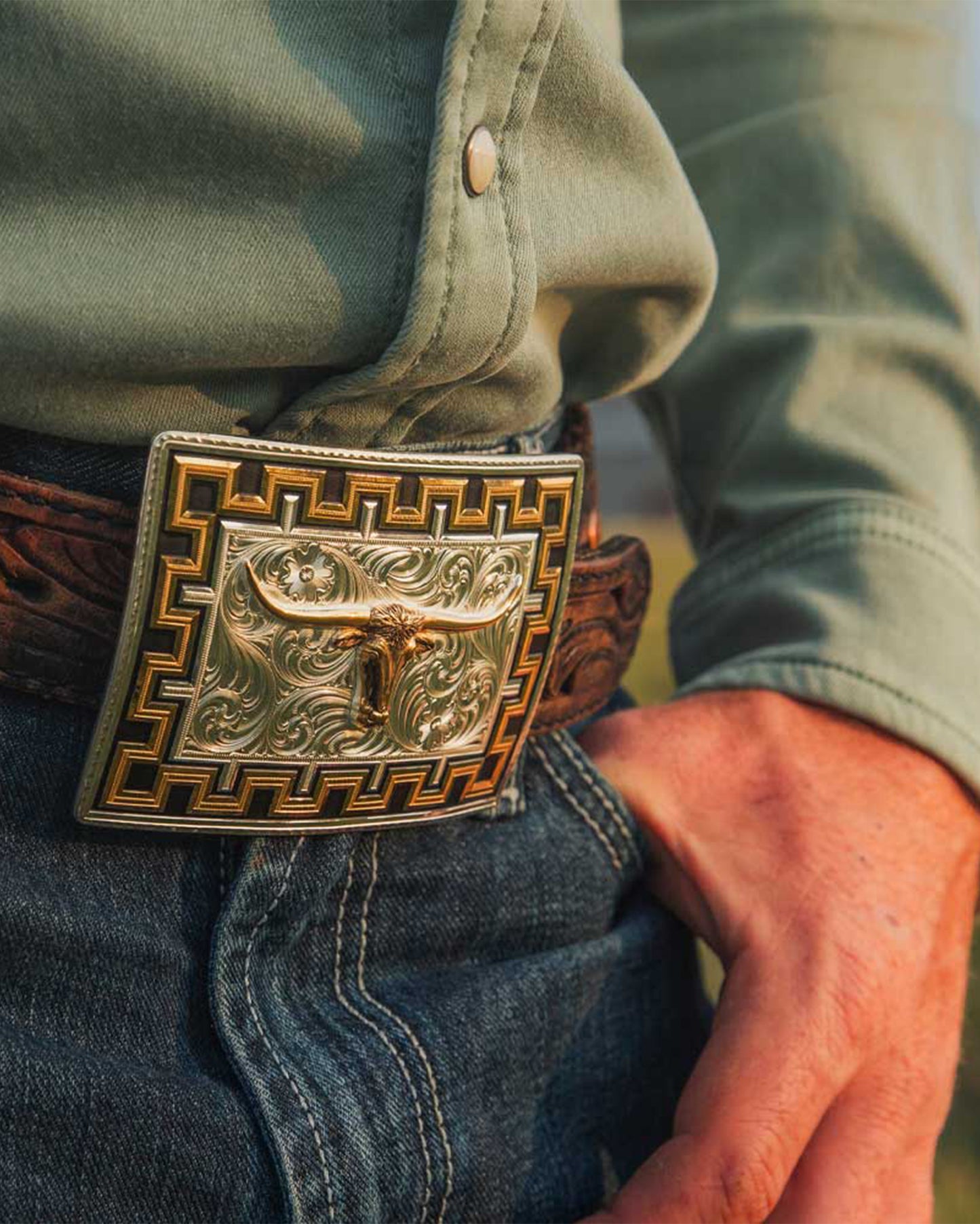 Longhorn Honor And Grit Belt Buckle