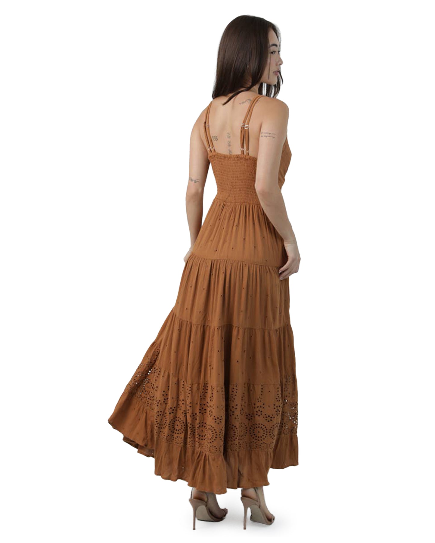 Women's V-Neck Maxi Dress - C4D14-Em47-Desert