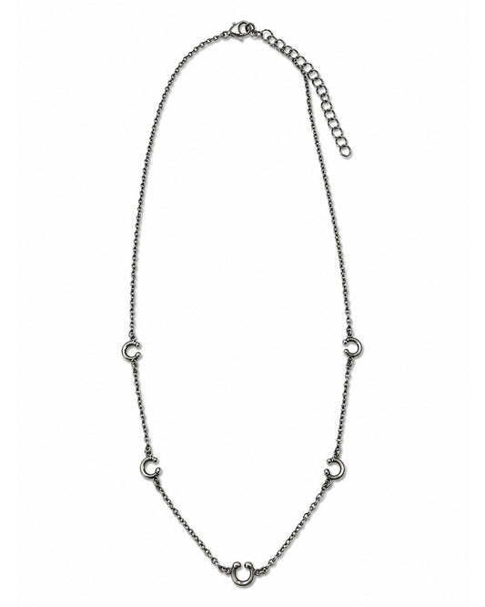 Women's 18K White Gold Plated Horseshoe Charm Necklace - Wc-N37Wg