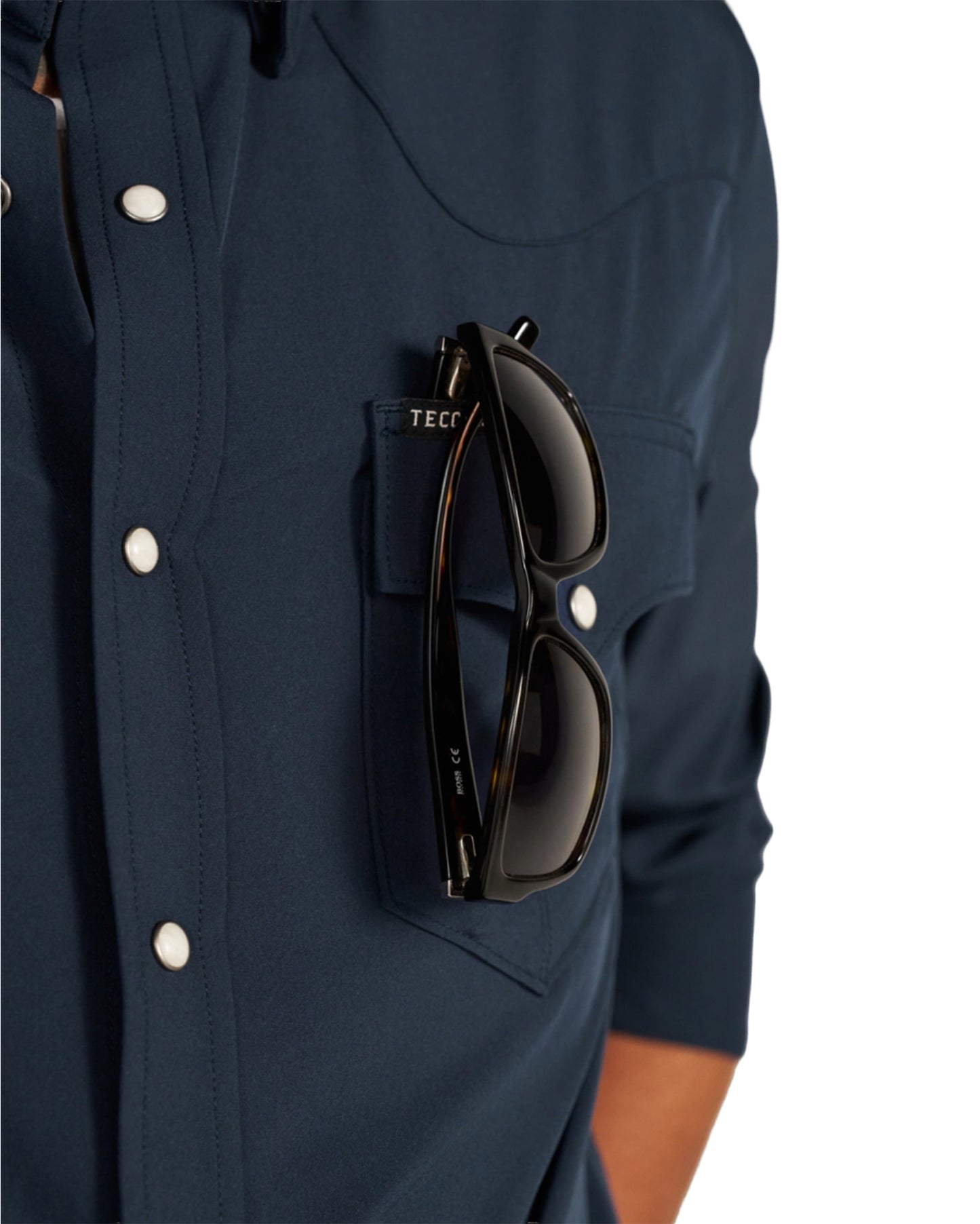 Men's Performance Western Pearl Snap Long Sleeve Shirt - 40363-Nav