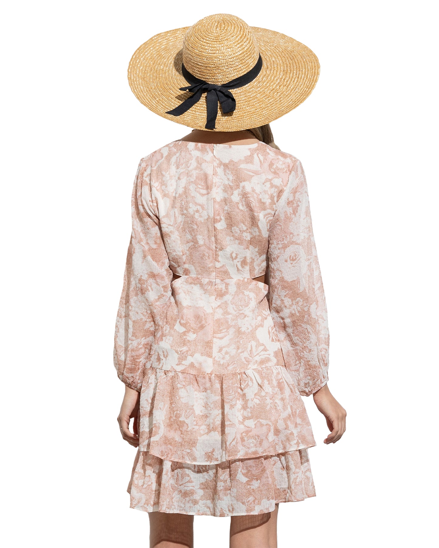 Women's Sheer Sucker Chiffon Cutout Side Invisible Zipper Dress