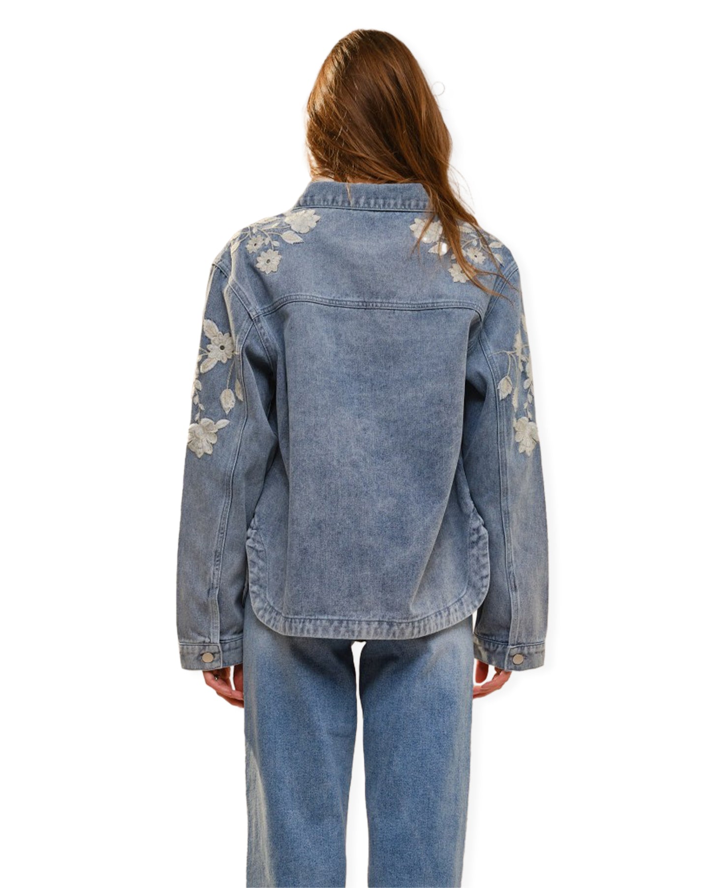 Women's Denim Jacket With Floral Embroidery