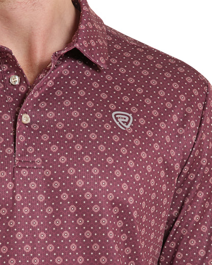 Men's Geo Allover Printed Polo Western Shirt - Bm51T10298-60