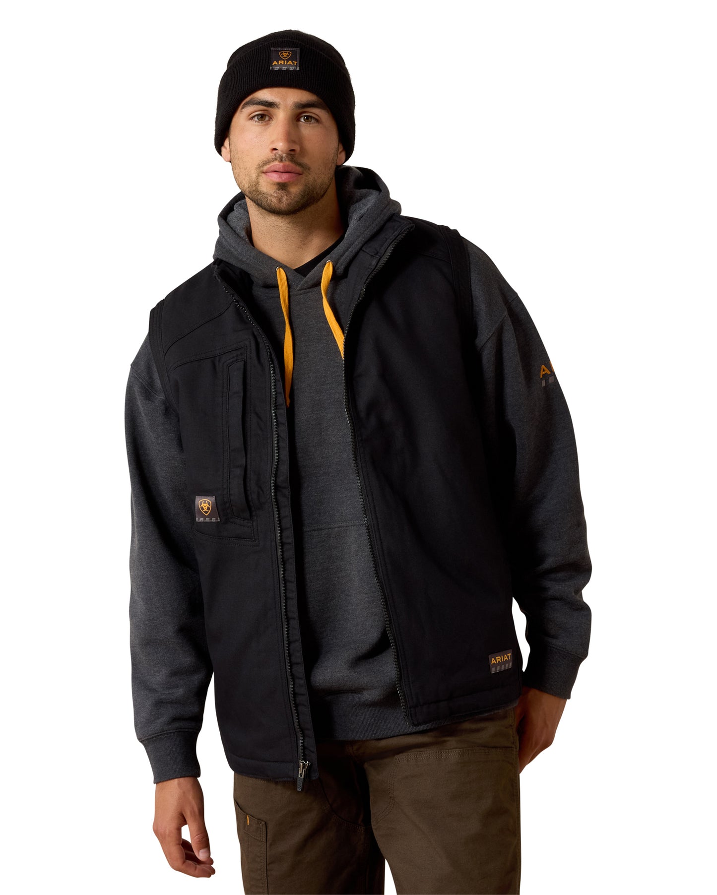 Men's Rebar Washed Duracanvas Insulated Vest - 10027867 by Ariat from Skip’s Western Outfitters | ARI-10027867-SML-BLACK