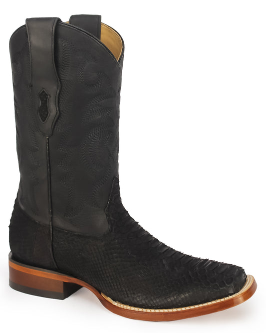 Men's Sueded Exotic Wide Square Toe Western Boots