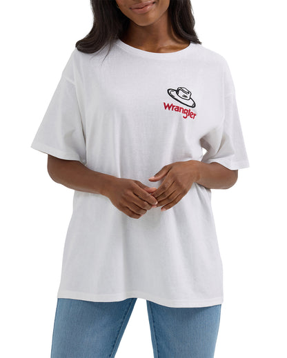 Women's Western Back Graphic Oversized T-Shirt by Wrangler from Skip’s Western Outfitters | WRA-112361881-XS-WHITE