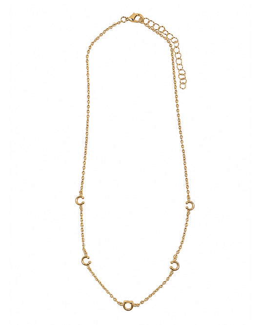 Women's 18K Gold Plated Horseshoe Charm Necklace - Wc-N37G