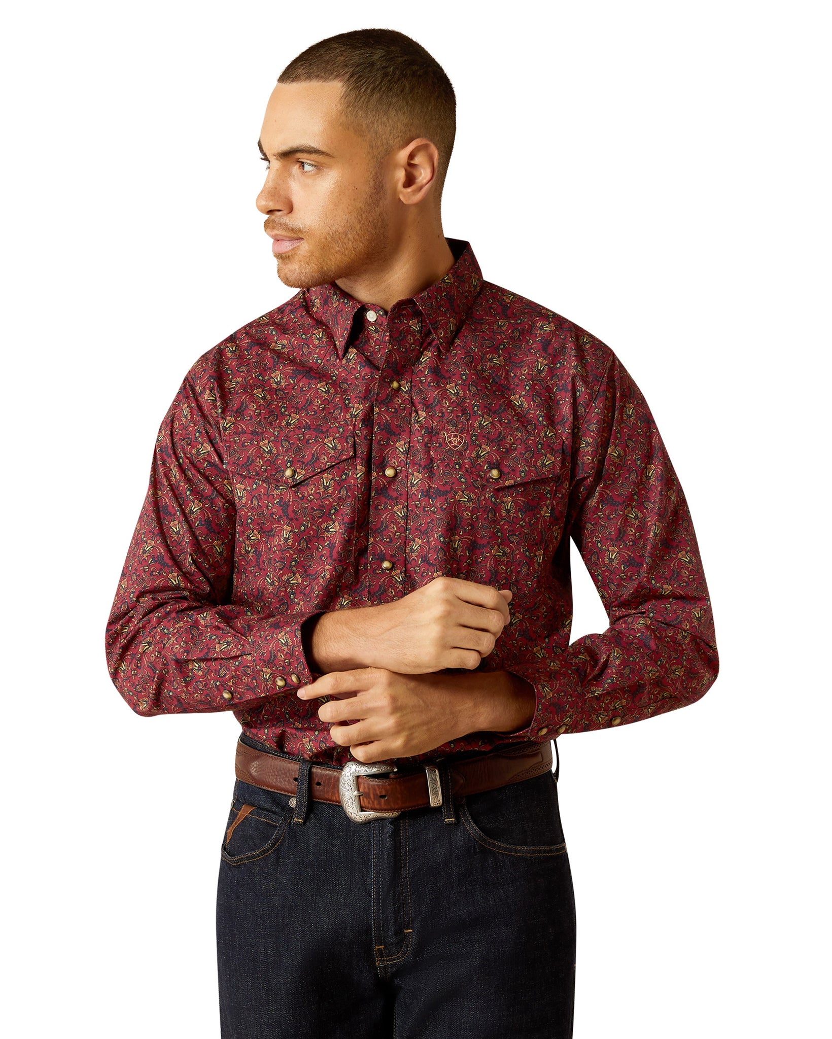 Men's Samson Classic Fit Shirt - 10052618 by Ariat from Skip’s Western Outfitters | ARI-10052618-XS-RED