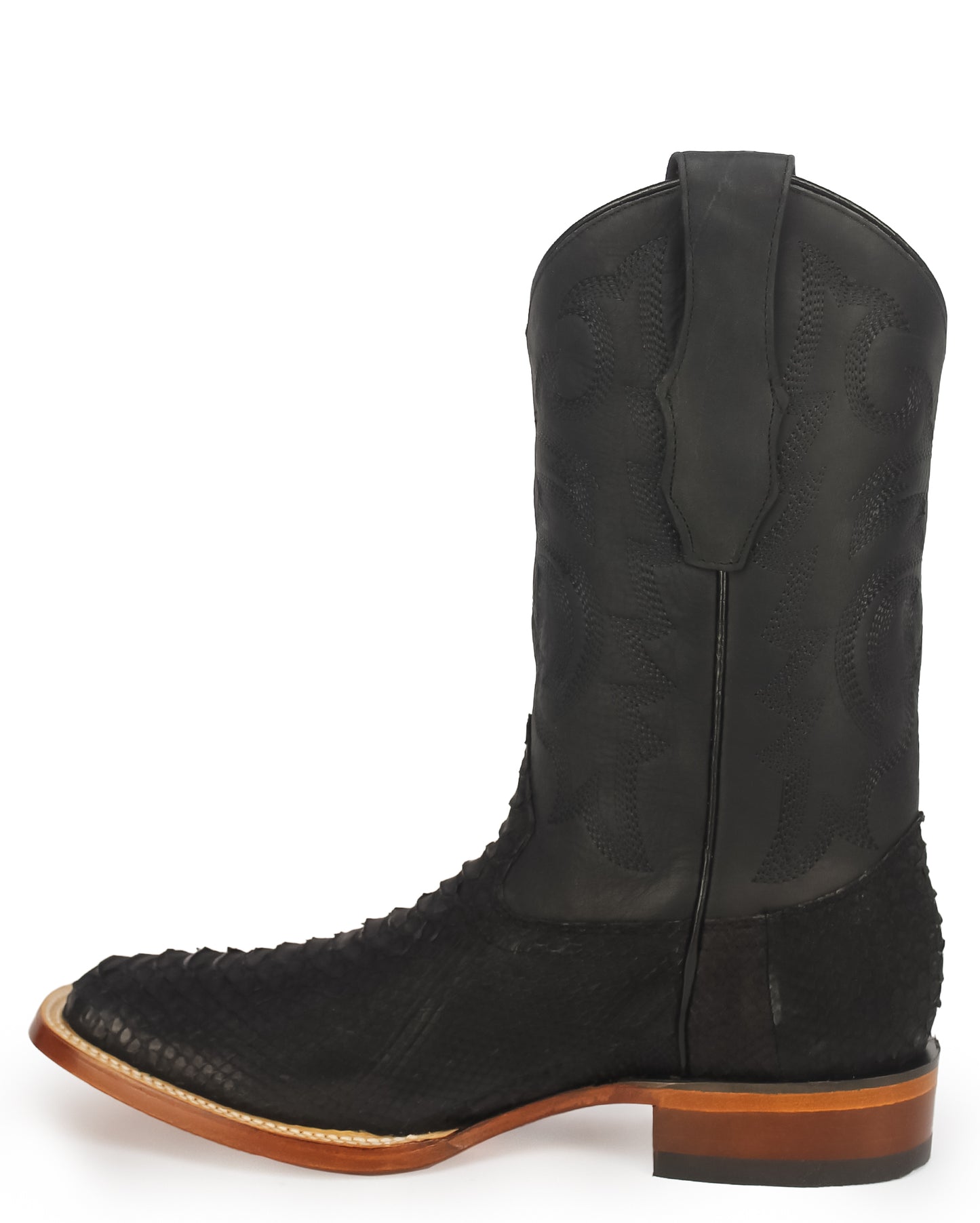 Men's Sueded Exotic Wide Square Toe Western Boots
