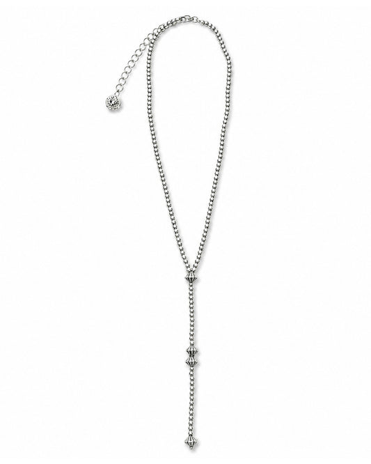 Women's 18" 18K White Gold Plated Beaded Y Necklace - Wc-N15Wg