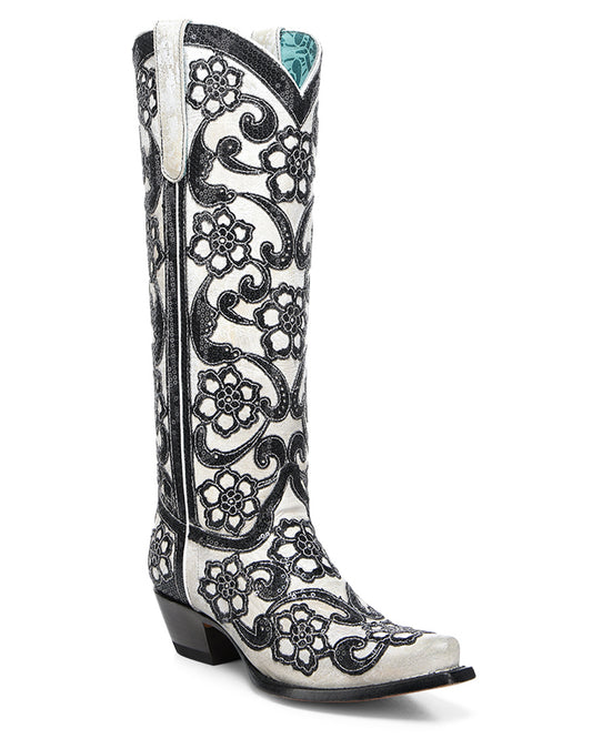 Women's Floral Sequin Tall Top Western Boots by Corral from Skip’s Western Outfitters | COR-A4866-050-M
