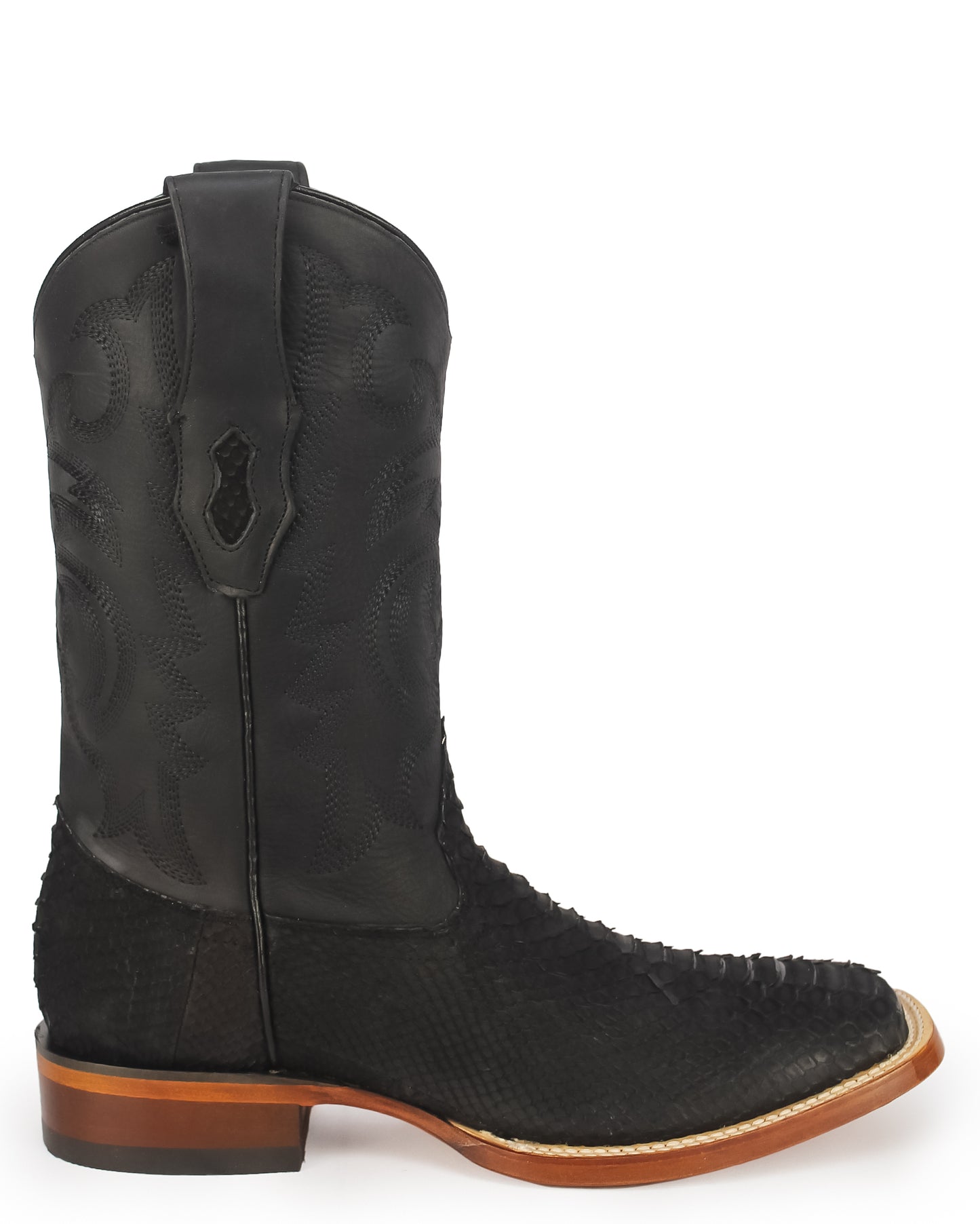 Men's Sueded Exotic Wide Square Toe Western Boots